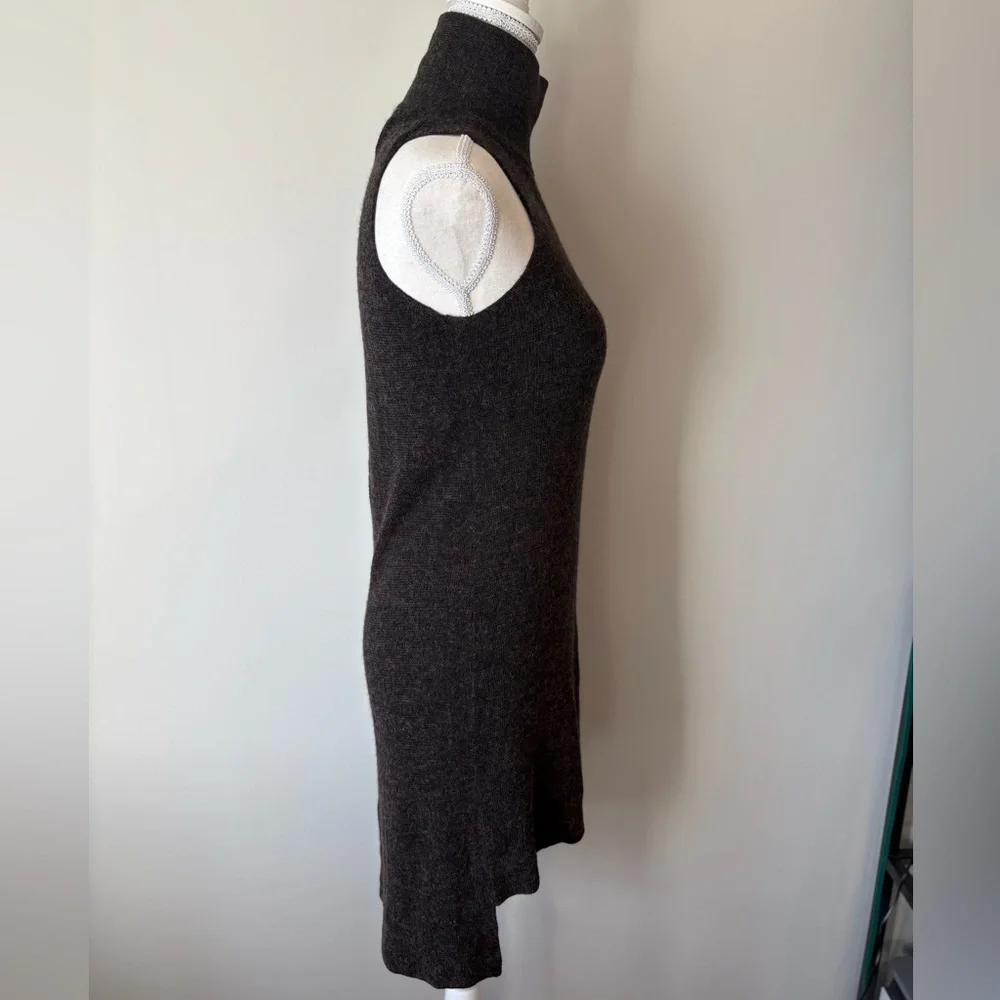 Zara Asymmetrical Wool Alpaca Long Tunic Sleeveless Turtleneck Sweater Medium - Picture 3 of 15